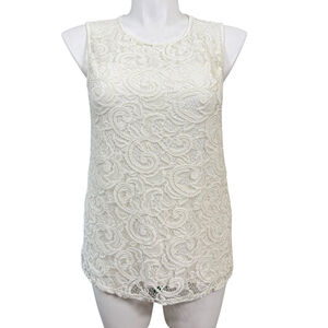 Adrianna Papell Tank Top Size L Ivory Lace
